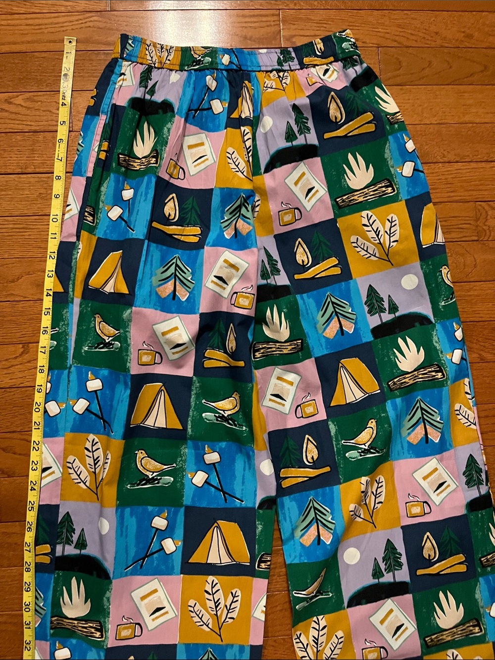 NWT Anthro Lyre Bird Campground Patchwork Print Pants - Picture 15 of 16